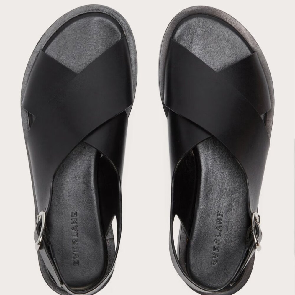 Like New! Everlane City Crossover Sandal Womens 8 Black No Box